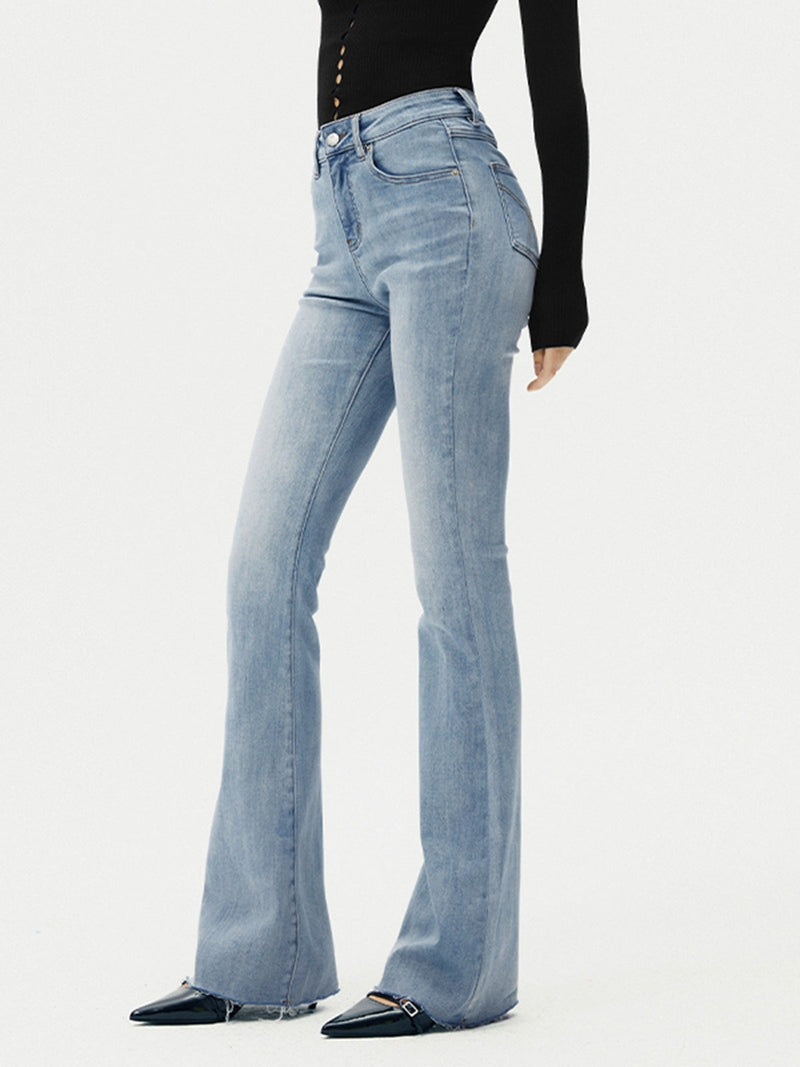 Jeans Donna a Gamba Svasata Vita Alta – Stile Slim in Denim Blu TIAMUSE Jeans