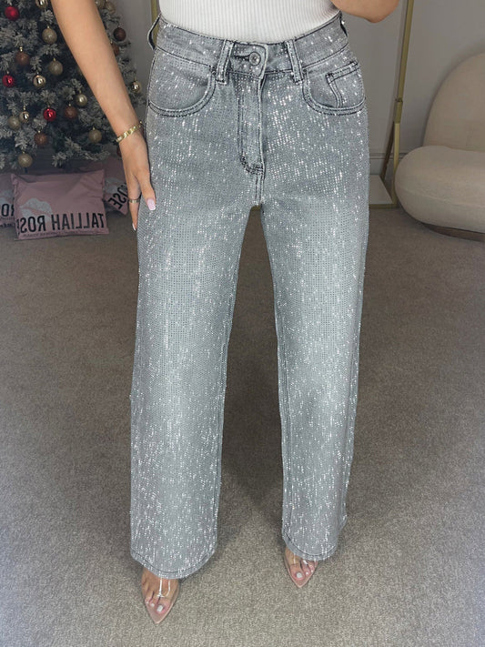 Jeans Eleganti Donna | Denim Brillante a Vita Alta in Grigio, Nero e Azzurro Chiaro TIAMUSE