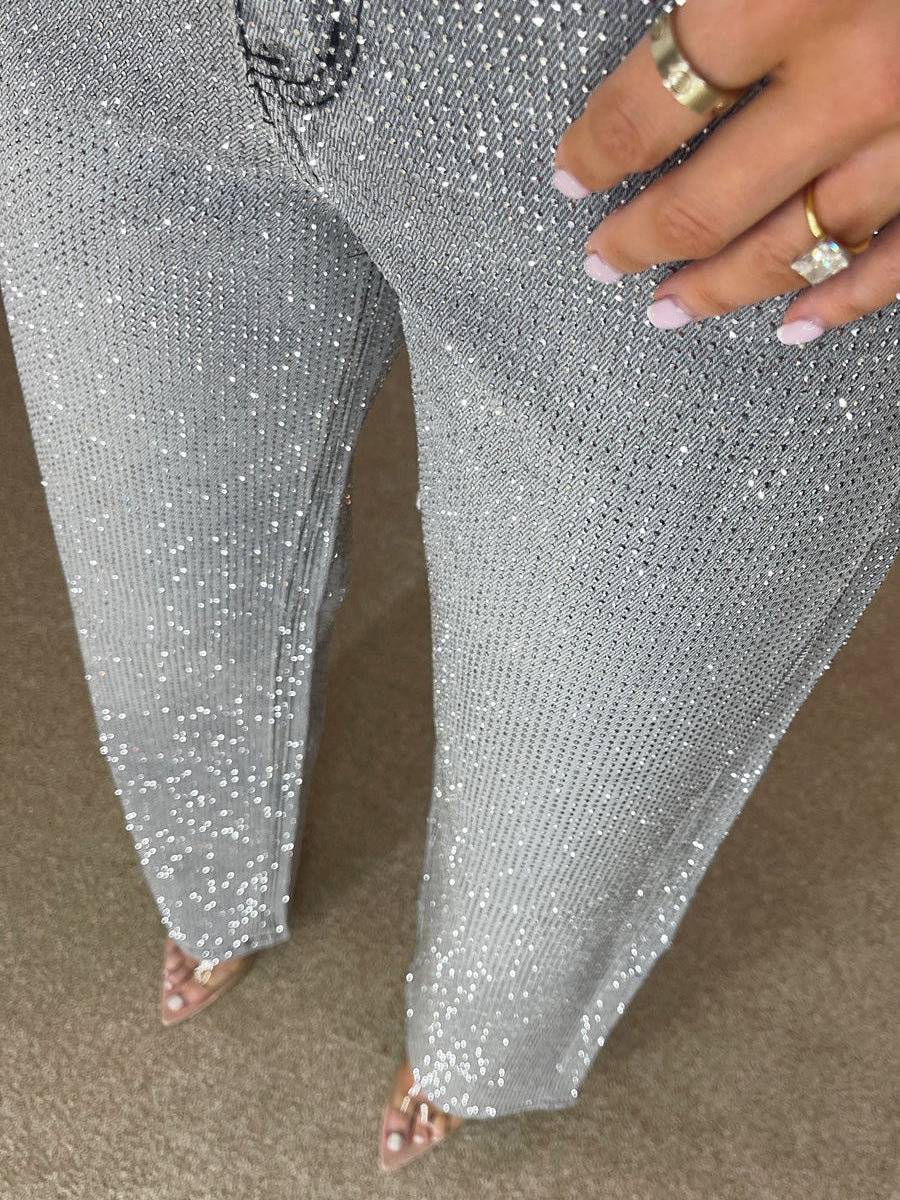 Jeans Eleganti Donna | Denim Brillante a Vita Alta in Grigio, Nero e Azzurro Chiaro TIAMUSE