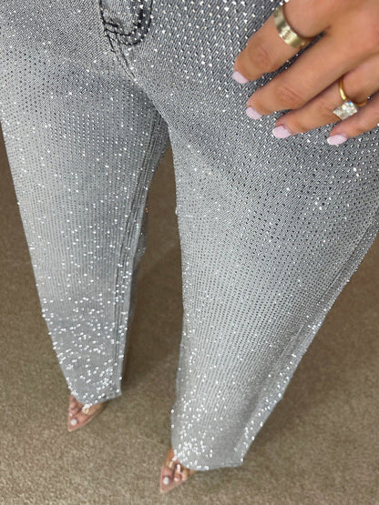 Jeans Eleganti Donna | Denim Brillante a Vita Alta in Grigio, Nero e Azzurro Chiaro TIAMUSE