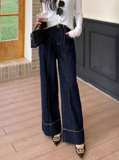 Jeans Eleganti Donna Palazzo | Denim a Gamba Larga Autunno Inverno TIAMUSE