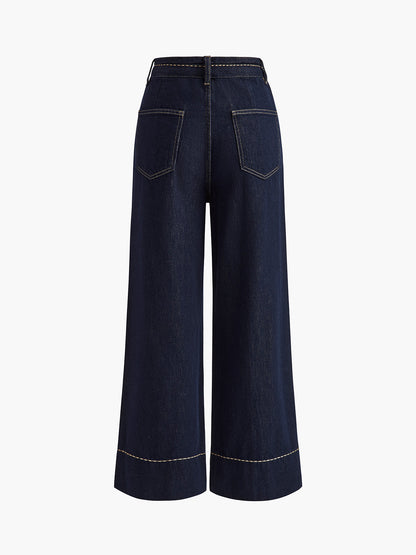 Jeans Eleganti Donna Palazzo | Denim a Gamba Larga Autunno Inverno TIAMUSE