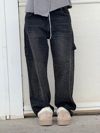 Jeans Riona Baggy Balloon con Brillanti – Look Deciso per Ogni Occasione TIAMUSE Jeans