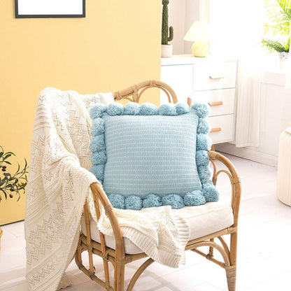 Coussin décoratif tricot avec pompon – Coussin de support élégant pour la maison | Pilxis