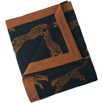 Couverture Tricotée - Plaid avec Imprimé Léopard pour un Confort Accueillant | Esther