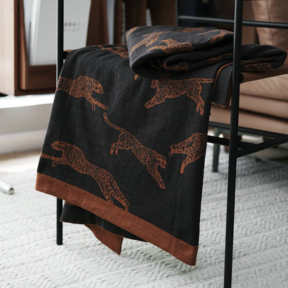 Couverture Tricotée - Plaid avec Imprimé Léopard pour un Confort Accueillant | Esther