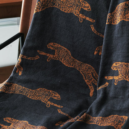 Couverture Tricotée - Plaid avec Imprimé Léopard pour un Confort Accueillant | Esther