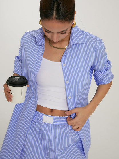 Leona Completo Estivo a Righe 2025 | Set in Cotone a Due Pezzi per Spiaggia, Casa e Look Quotidiani TIAMUSE Short Sets Women