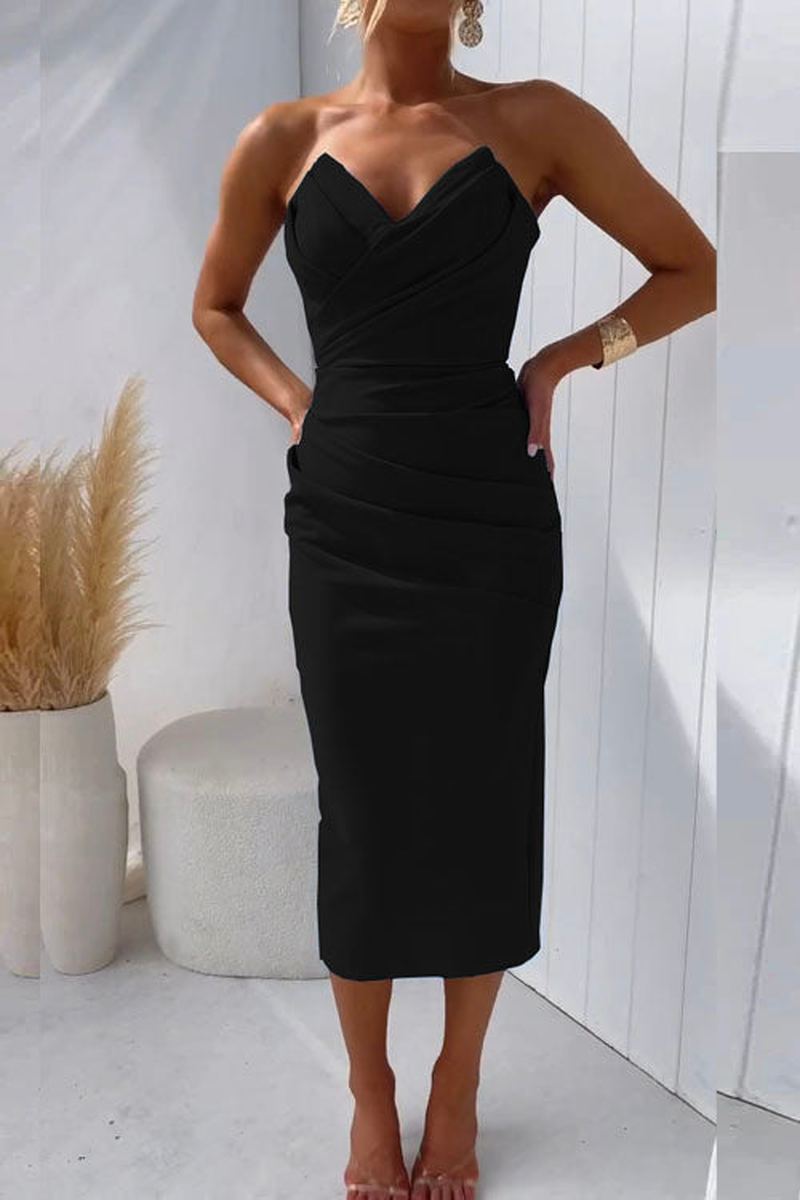 Lina Elegante Abito da Festa 2025 | Vestito da Cocktail Senza Spalline per Cene Formali & Eventi Speciali TIAMUSE Elegante Abito