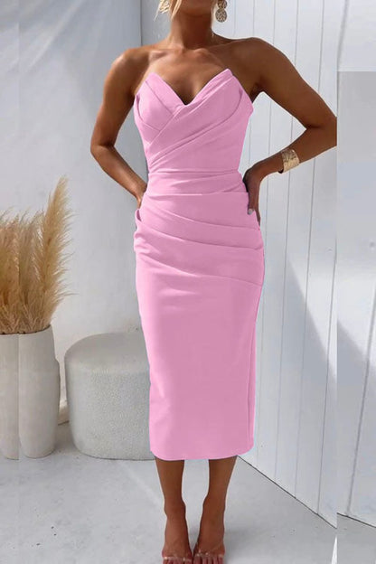Lina Elegante Abito da Festa 2025 | Vestito da Cocktail Senza Spalline per Cene Formali & Eventi Speciali TIAMUSE Elegante Abito