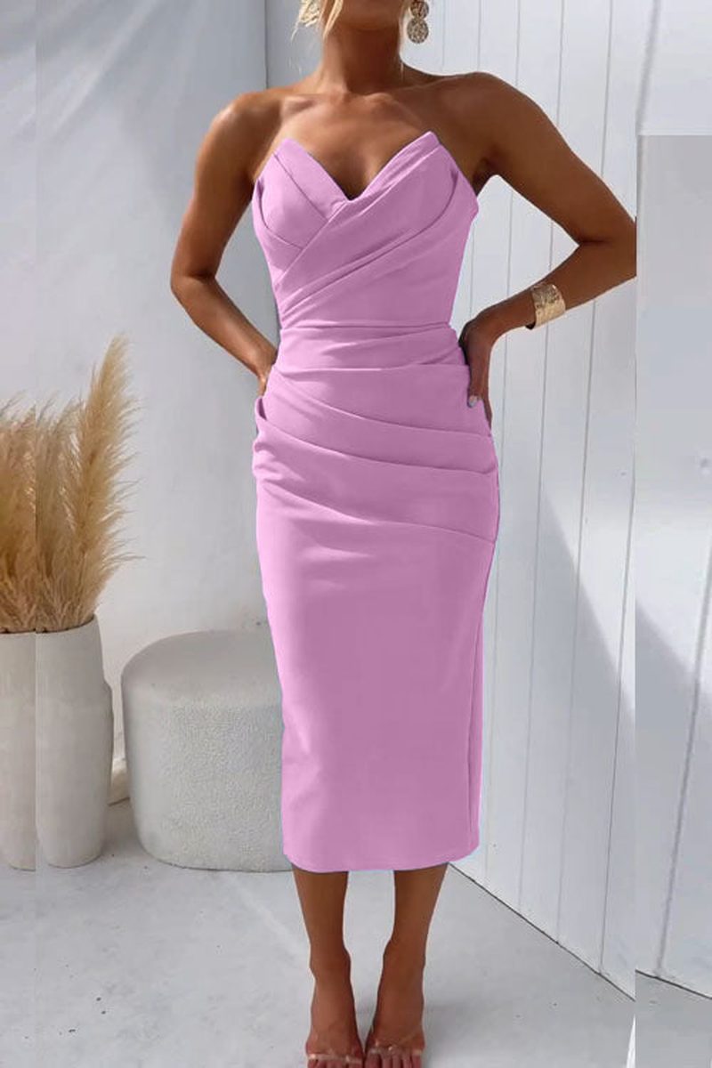 Lina Elegante Abito da Festa 2025 | Vestito da Cocktail Senza Spalline per Cene Formali & Eventi Speciali TIAMUSE Elegante Abito
