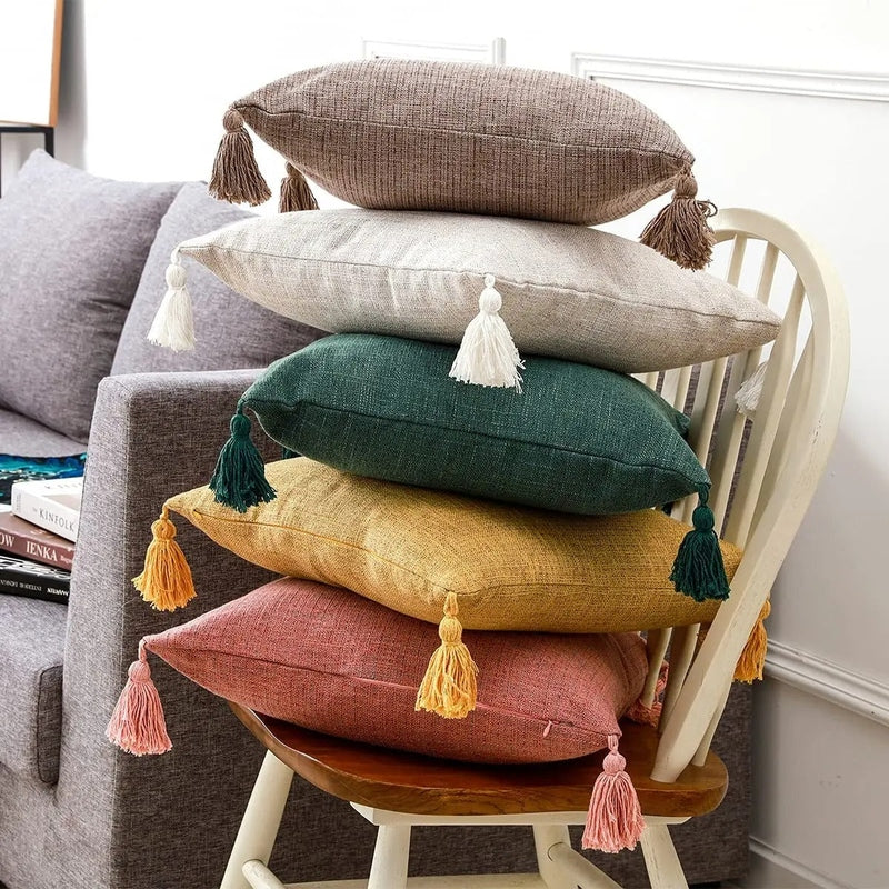 Housse de canapé en lin avec franges – Élégante et respirante pour canapé ou chambre à coucher | Rytis