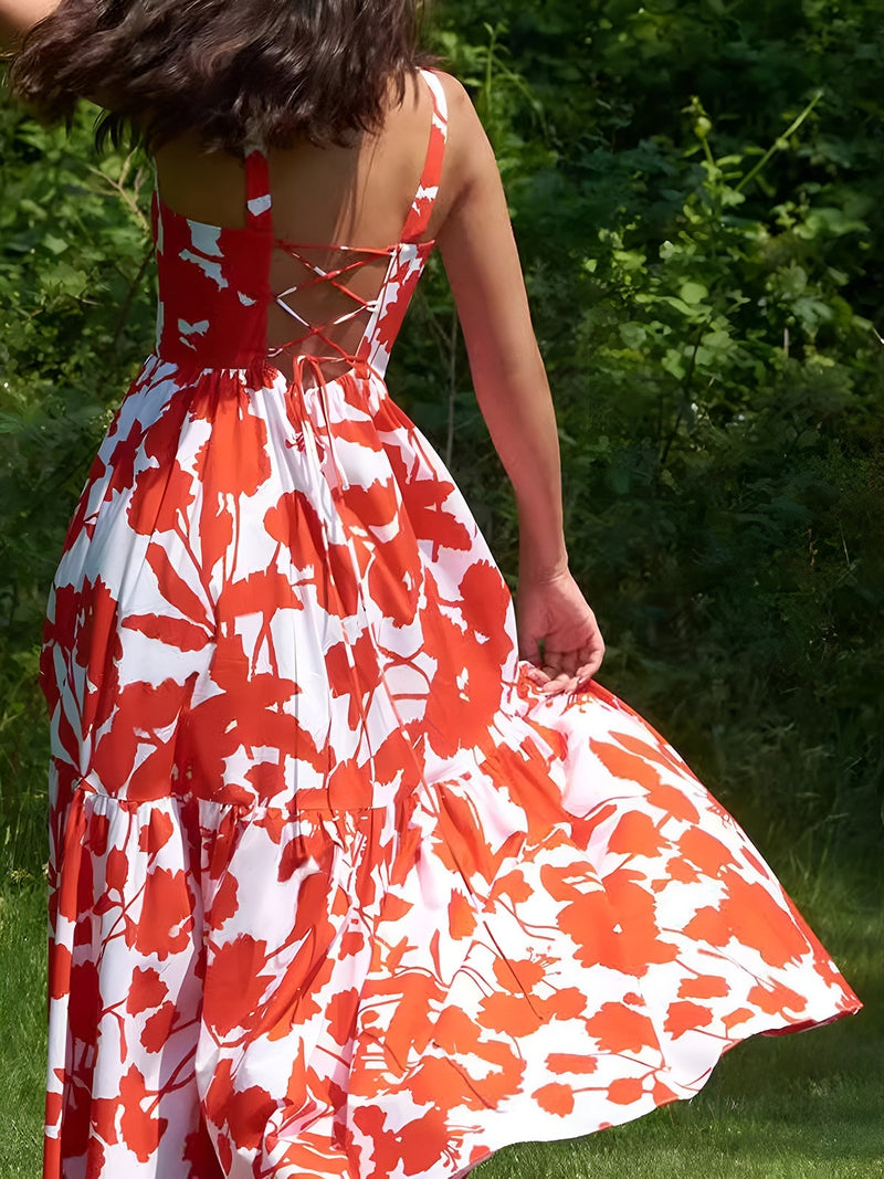 Lisa Abito Maxi Floreale 2025 | Elegante Abito Cami Senza Schiena per l’Estate TIAMUSE Dresses