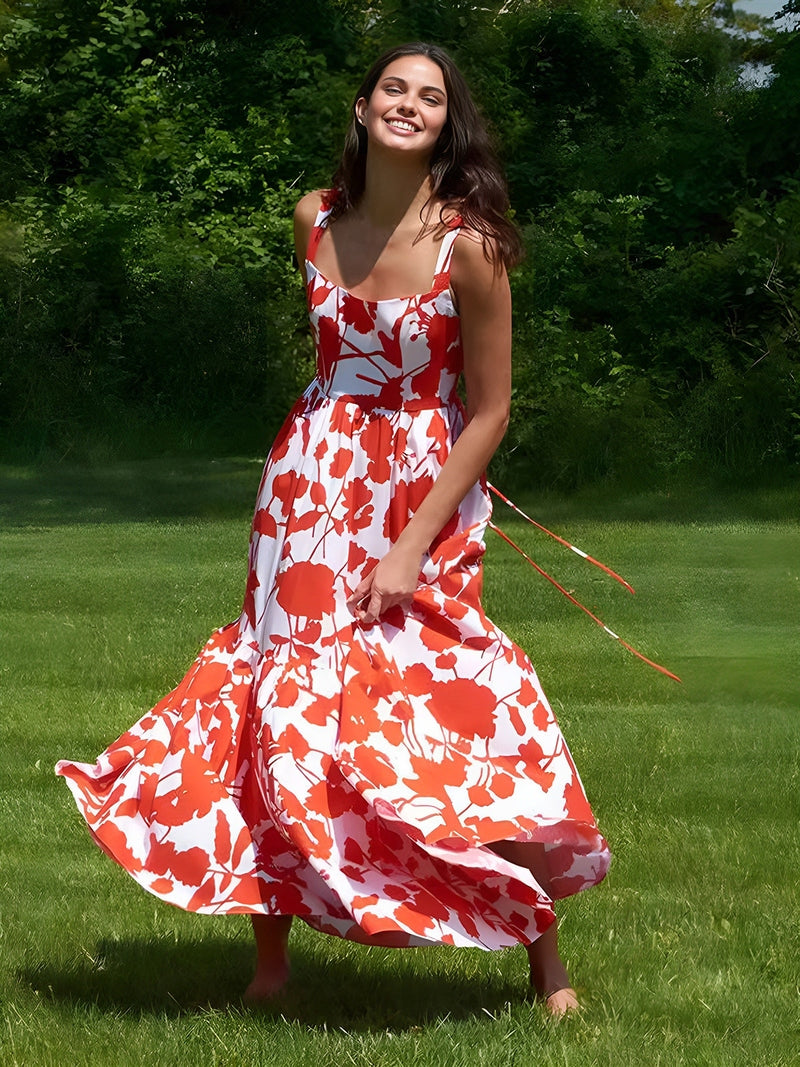 Lisa Abito Maxi Floreale 2025 | Elegante Abito Cami Senza Schiena per l’Estate TIAMUSE Dresses