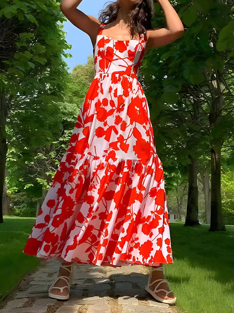 Lisa Abito Maxi Floreale 2025 | Elegante Abito Cami Senza Schiena per l’Estate TIAMUSE Dresses