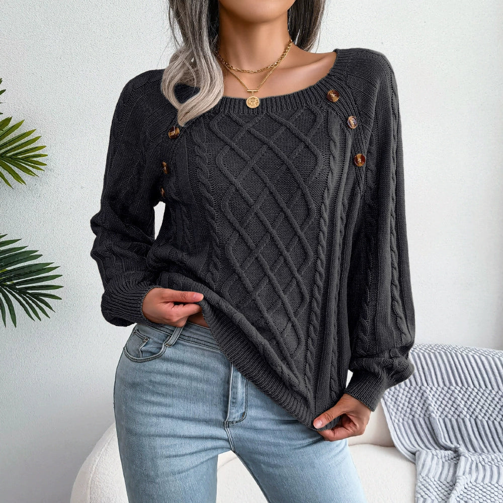 Maglia Donna Elegante con Bottoni Decorativi | Look Autunno-Inverno TIAMUSE