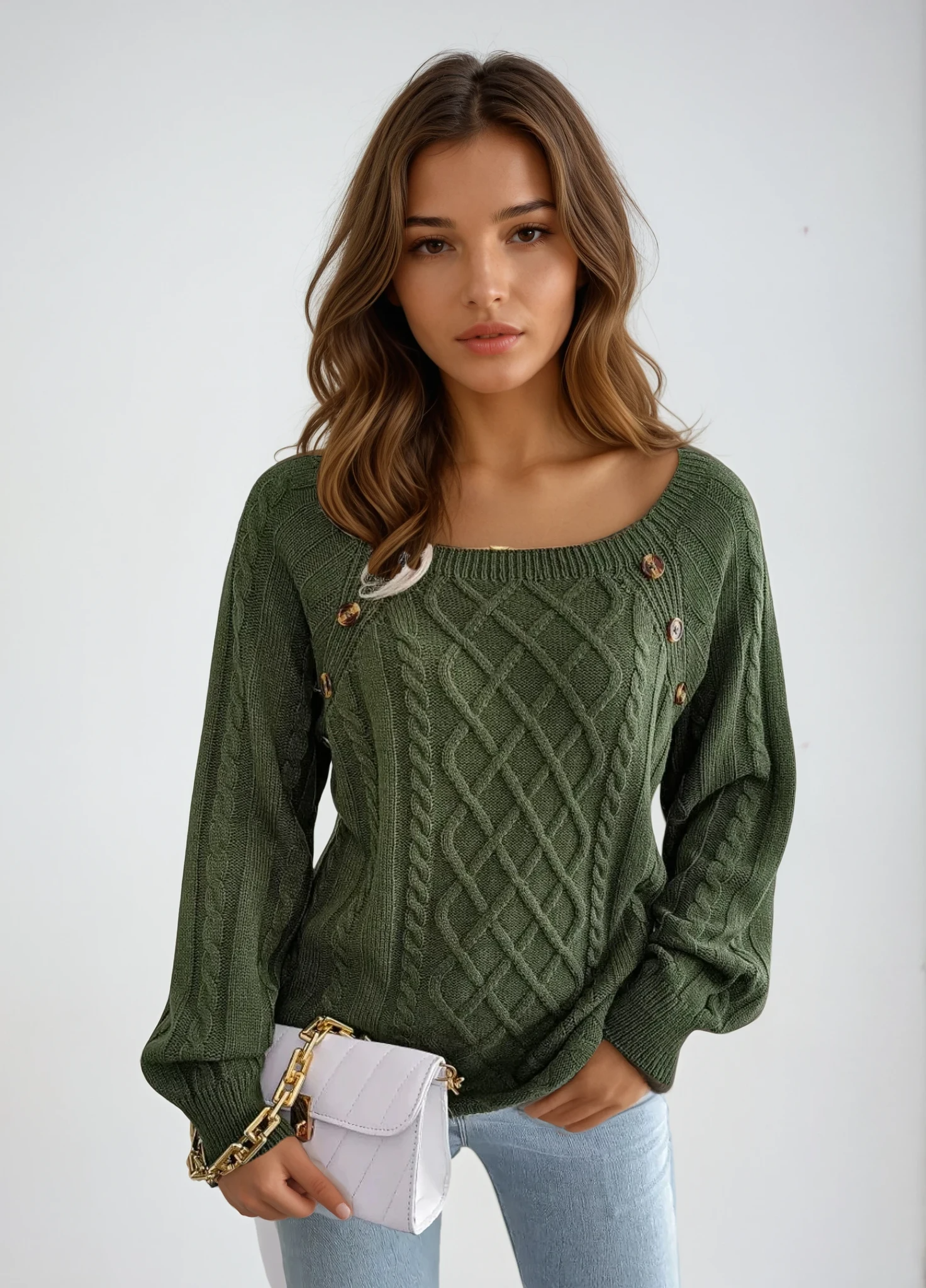 Maglia Donna Elegante con Bottoni Decorativi | Look Autunno-Inverno TIAMUSE