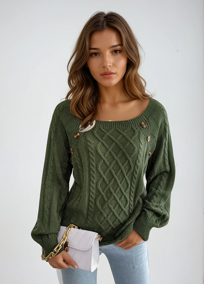 Maglia Donna Elegante con Bottoni Decorativi | Look Autunno-Inverno TIAMUSE