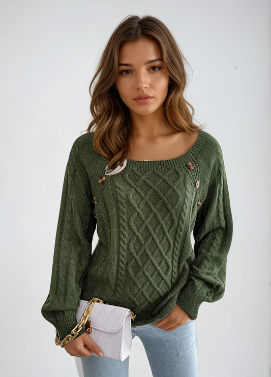 Maglia Donna Elegante con Bottoni Decorativi | Look Autunno-Inverno TIAMUSE