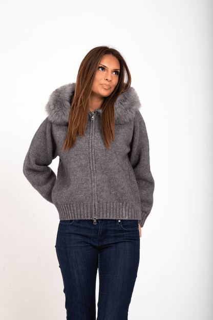 Maglia Giacca Autunnale con Collo in Pelliccia Naturale | Arianna TIAMUSE November
