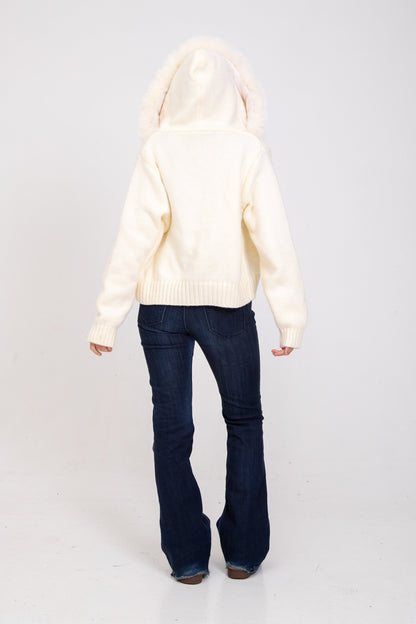 Maglia Giacca Autunnale con Collo in Pelliccia Naturale | Arianna TIAMUSE November