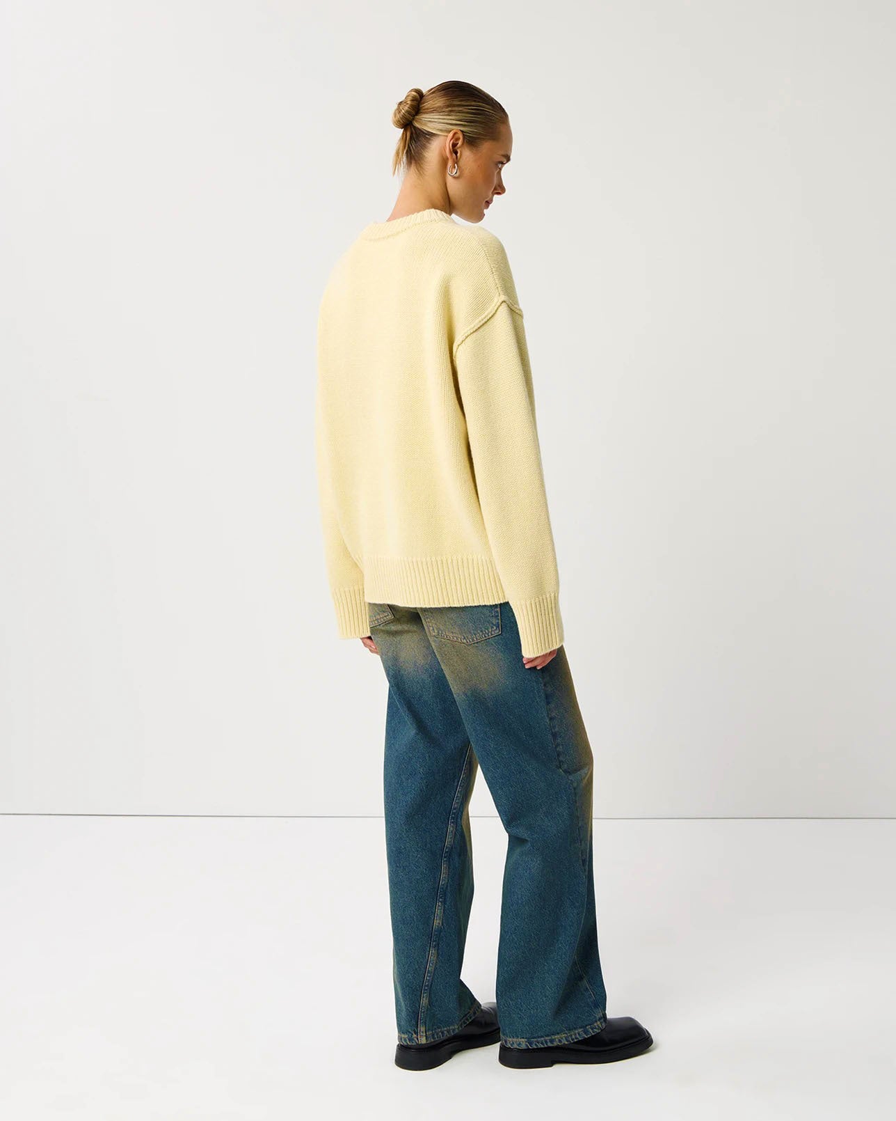 Maglione Donna Oversize Collo Rotondo Giallo Chiaro | Pullover Autunno Inverno Caldo TIAMUSE