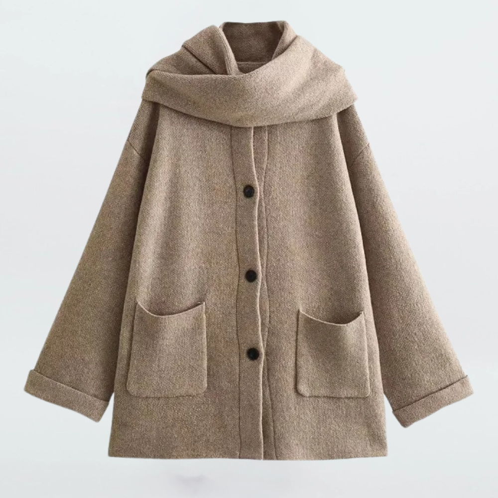 Mantella Elegante Donna con Sciarpa e Bottoni | Cardigan a Maglia Elegante 2025 TIAMUSE