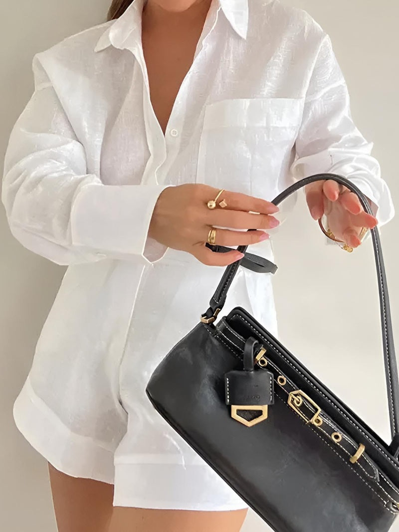 Milagros Completo Elegante con Camicia a Maniche Lunghe e Pantaloncini 2025 TIAMUSE Short Sets