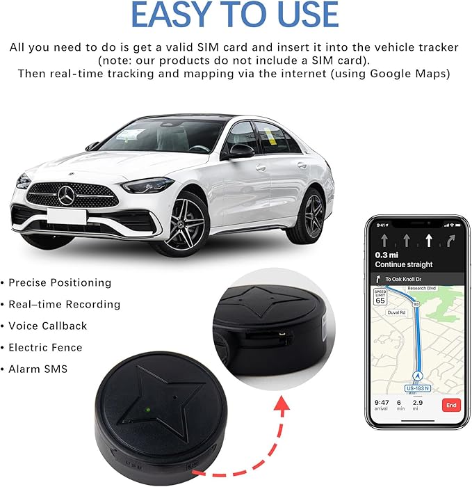Mini GPS Tracker Compatto | Localizzatore per Auto, Bambini, Valigie e Animali Domestici TIAMUSE Gadgets