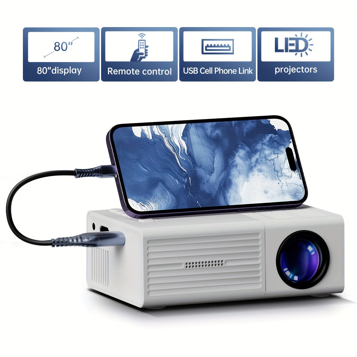 Mini Proiettore – 3000 Lumen, Portatile & Home Cinema | NexVision TIAMUSE Gadgets