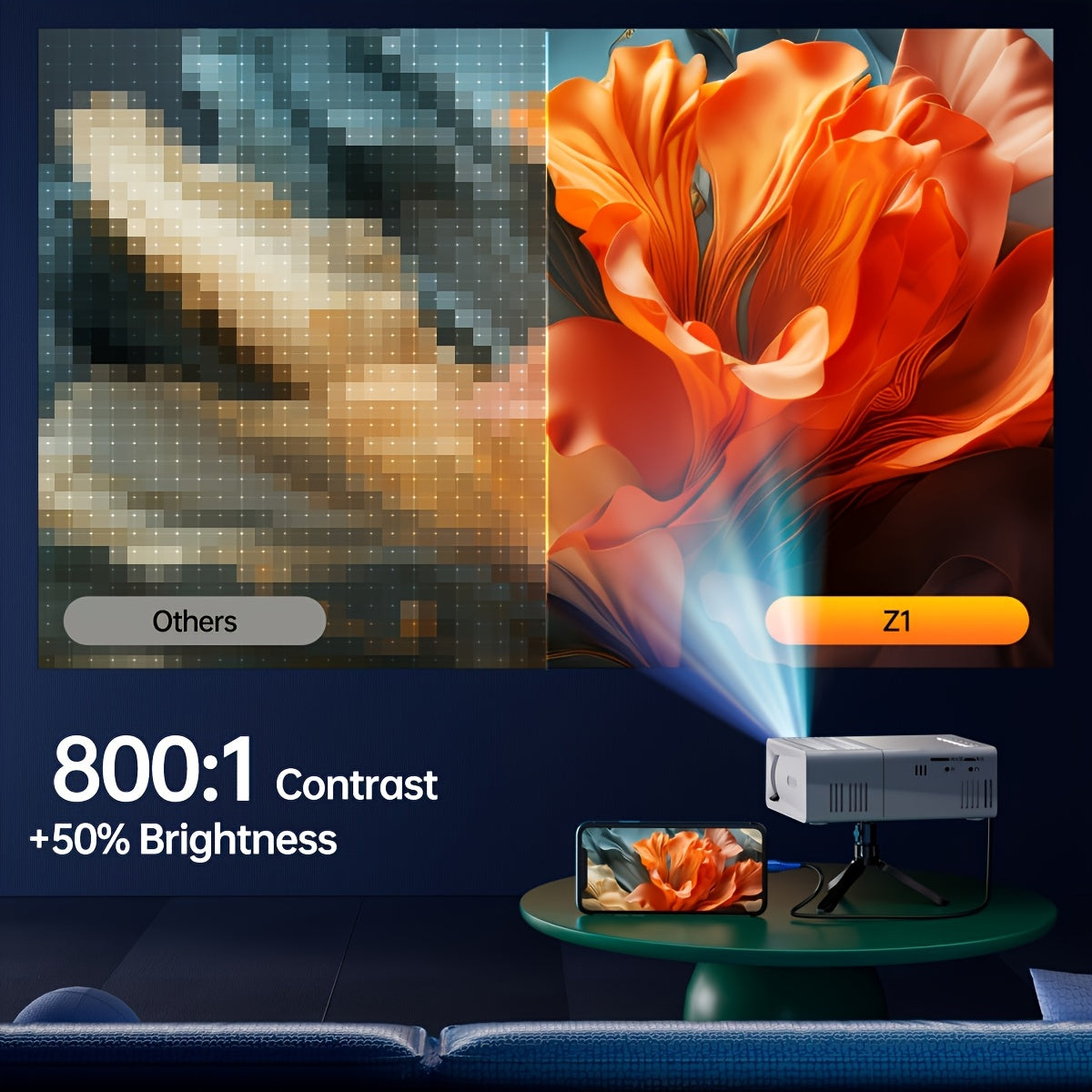 Mini Proiettore – 3000 Lumen, Portatile & Home Cinema | NexVision TIAMUSE Gadgets