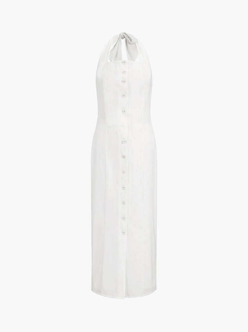 Mirala Abito Midi Bianco in Cotone-Lino con Schiena Scoperta | Look Estivo Elegante TIAMUSE Dresses