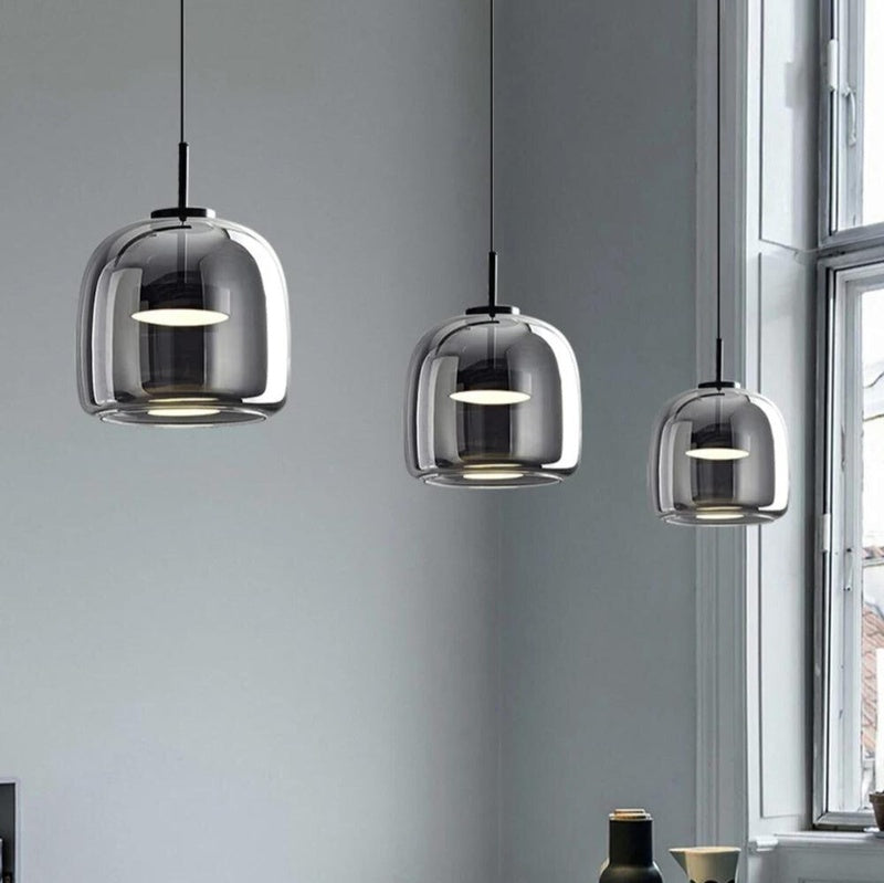 Lampada a Sospensione in Vetro Nero Nordico | Eleganza Moderna per Interni Eleganti - Sterlin