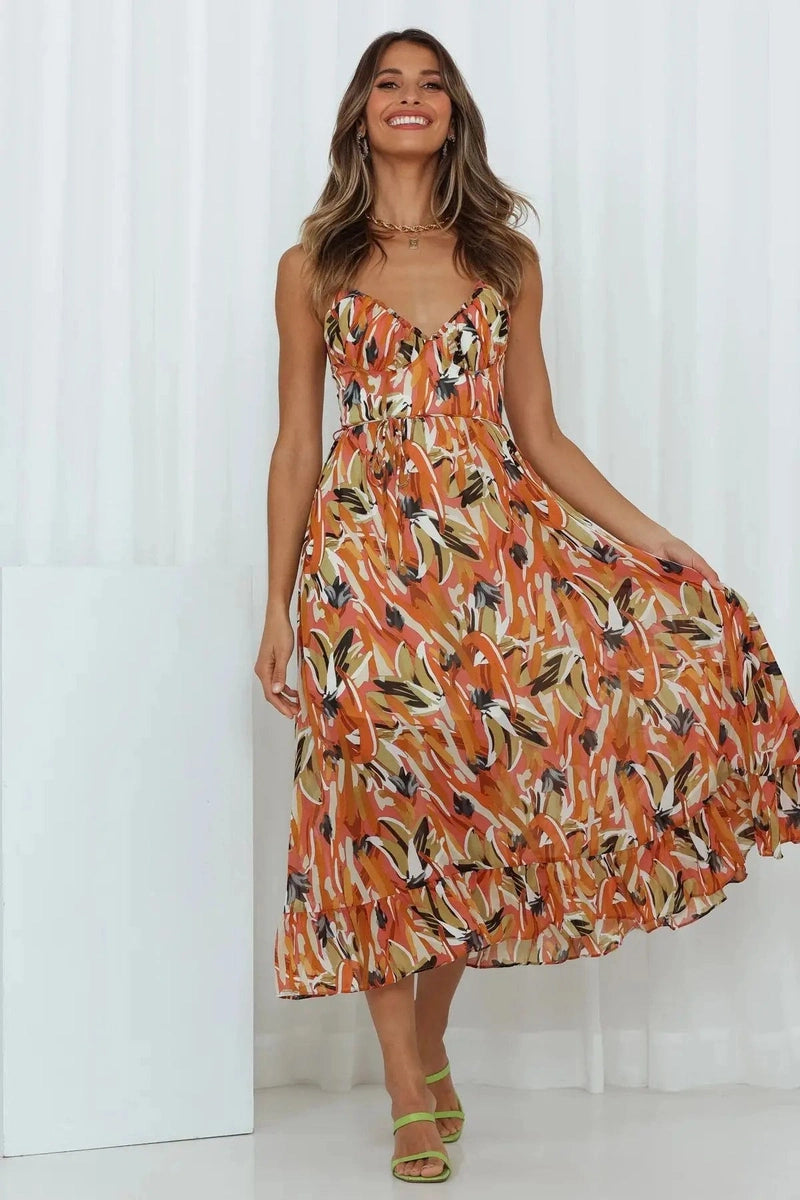 Orietta Abito Elegante 2025 | Vestito Fluttuante con Scollo a V per Eventi Estivi TIAMUSE Dress
