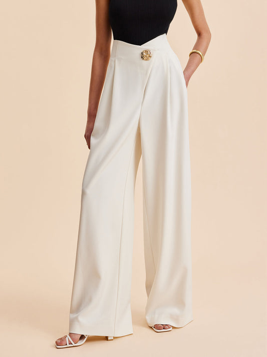 Pantaloni Donna Eleganti a Vita Alta | Gamba Larga Moda 2025 Autunno Inverno TIAMUSE