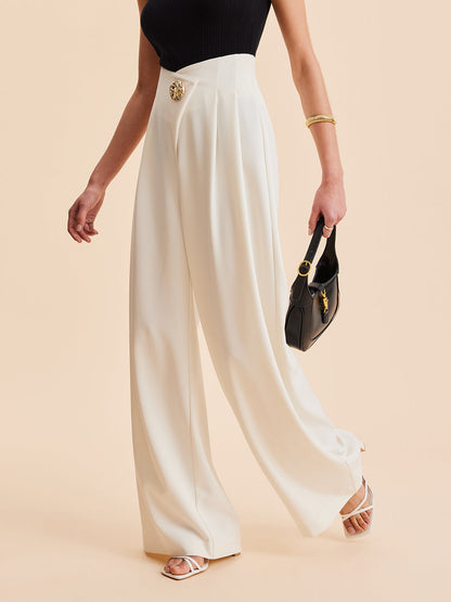 Pantaloni Donna Eleganti a Vita Alta | Gamba Larga Moda 2025 Autunno Inverno TIAMUSE