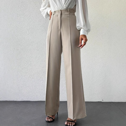 Pantaloni Donna Wide Leg in Albicocca | Vita Alta Larghi e Dritti TIAMUSE Pants