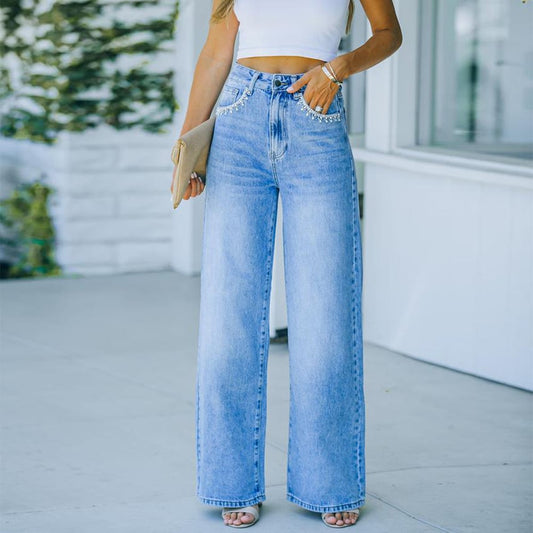 Pantaloni Jeans Donna Lavaggio Sbiancato | Moda Casual Autunno Estate TIAMUSE