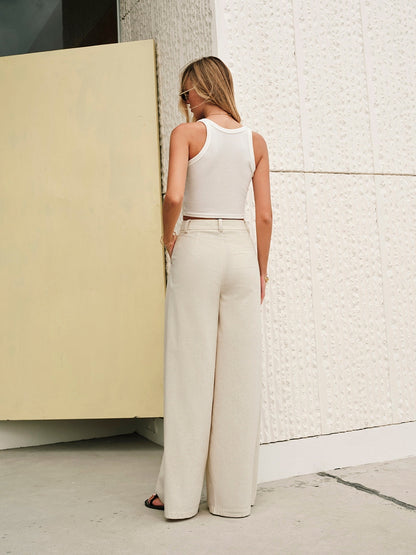 Pantaloni Leggeri Estivi a Vita Media – Tessuto Naturale in Cotone e Lino TIAMUSE Pantaloni