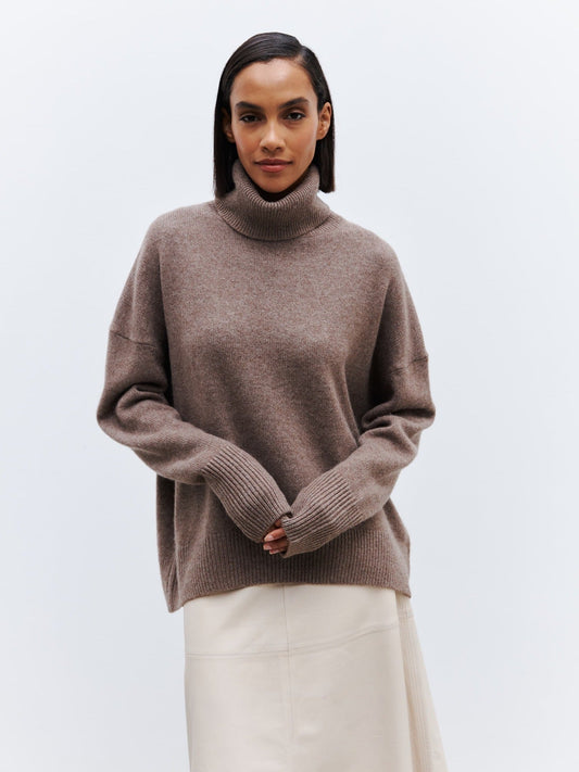 Pullover Donna Oversize Collo Alto | Maglione Casual per Giorni Freddi TIAMUSE