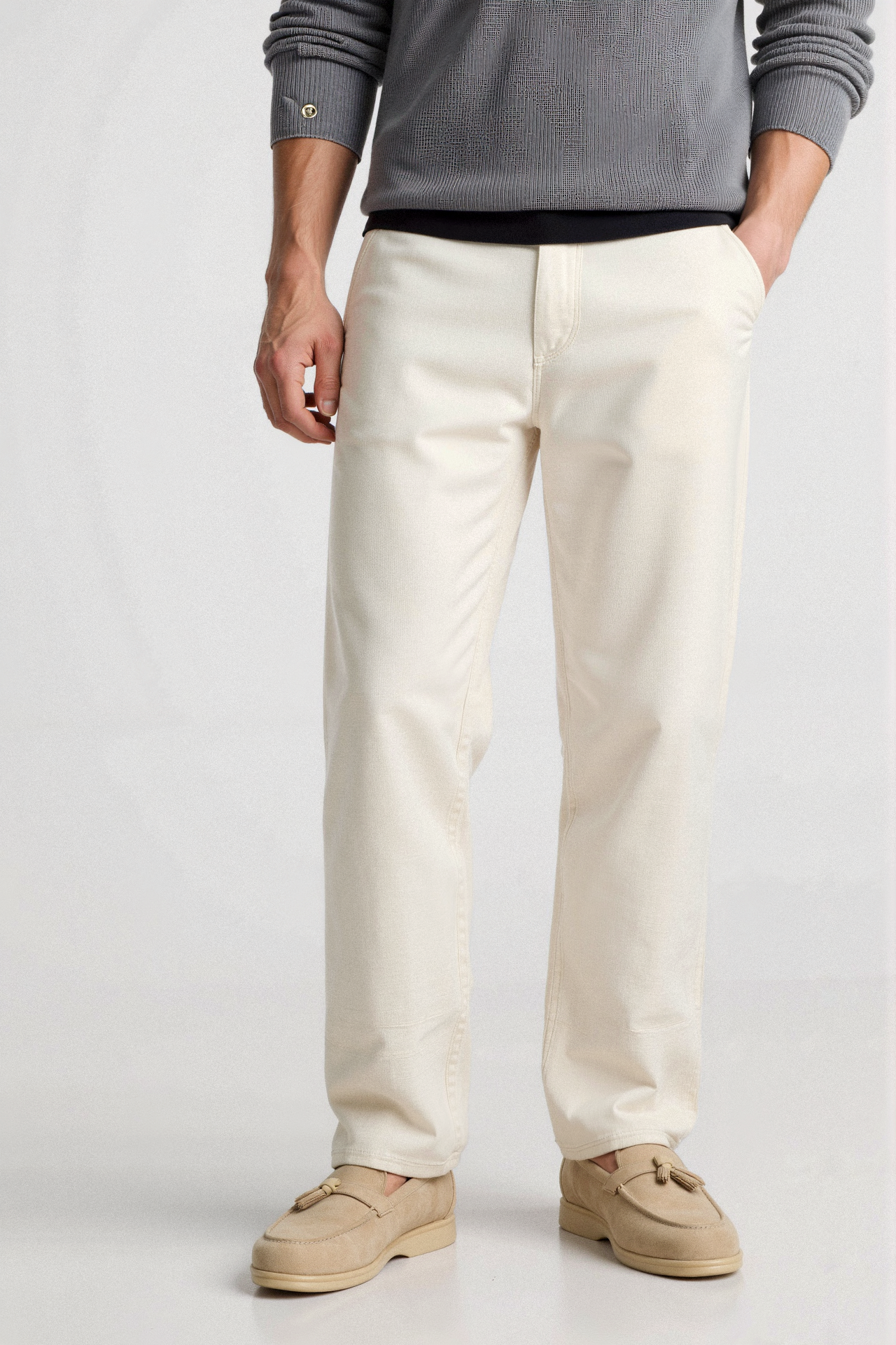 Beige mokassin med frynser – elegance og komfort