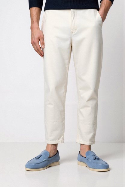 Beige mokassin med frynser – elegance og komfort