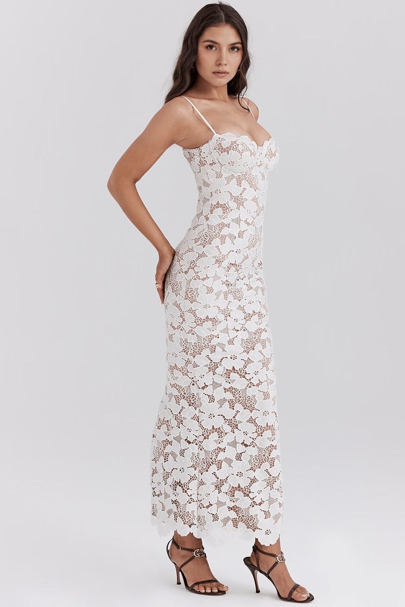 Romantico Abito Bianco Bustier – Ideale per Eventi Estate 2025 | Luna TIAMUSE Abito GLAM