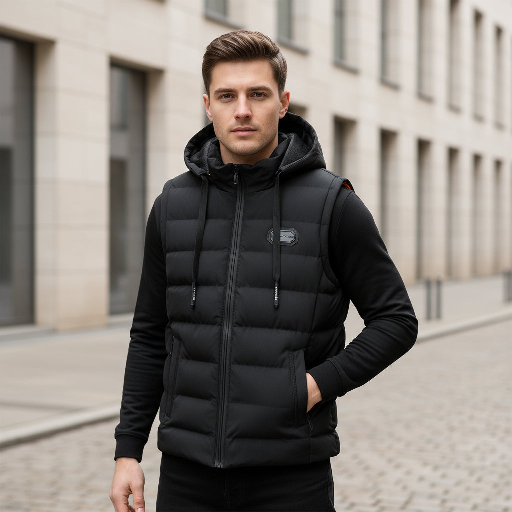 Gilet da uomo | Vestibilità lunga, con cappuccio, moderno
