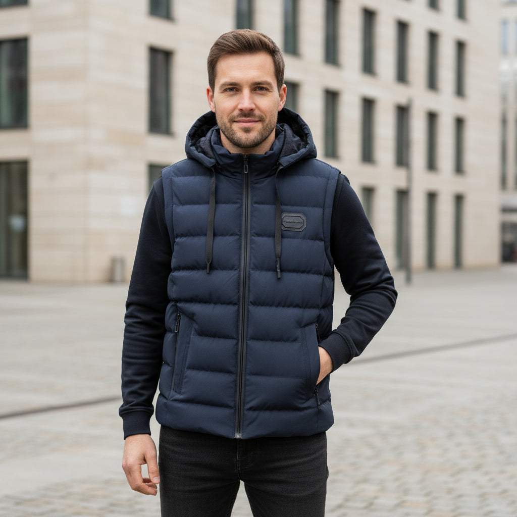 Gilet da uomo | Vestibilità lunga, con cappuccio, moderno