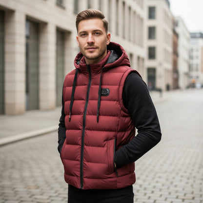 Gilet da uomo | Vestibilità lunga, con cappuccio, moderno