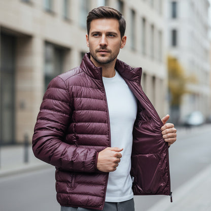 Giacca imbottita da uomo | Collo alto, design lineare