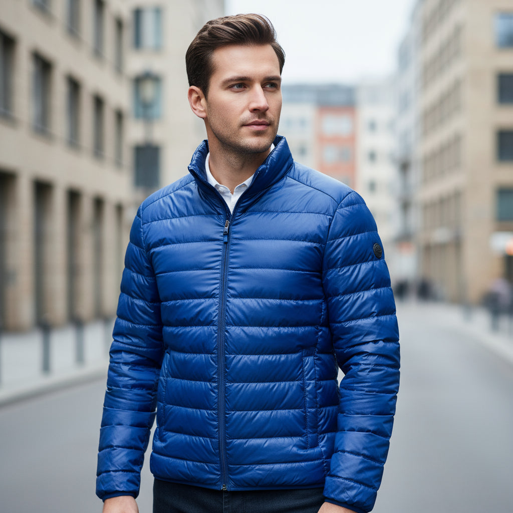 Giacca imbottita da uomo | Collo alto, design lineare