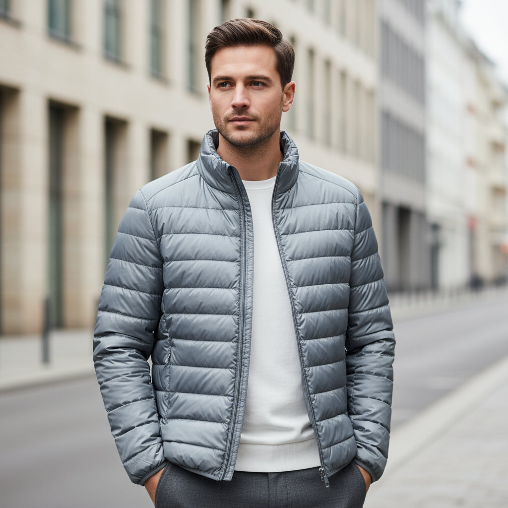 Giacca imbottita da uomo | Collo alto, design lineare