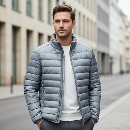 Giacca imbottita da uomo | Collo alto, design lineare